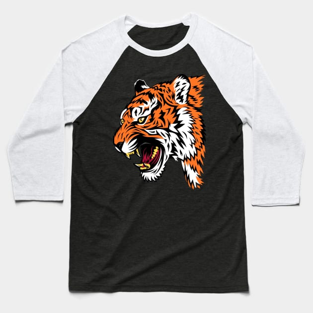 Tiger Tattoo Baseball T-Shirt by albertocubatas